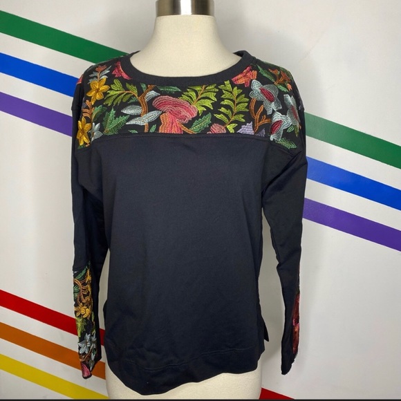 SOLD Anthropologie TINY Embroidered Sweatshirt Size Small - Picture 2 of 6